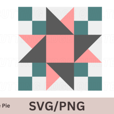 Quilt block design with colorful fabric squares forming a star pattern