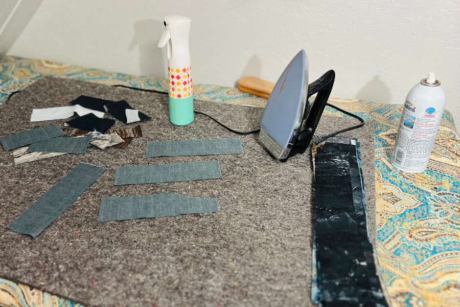 Fabric is cut, ironed and ready to turn into a quilt block.