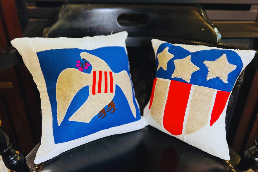 Pillows made by using two free Americana SVG Cut files