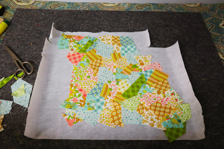 Finished cut scraps added to interfacing